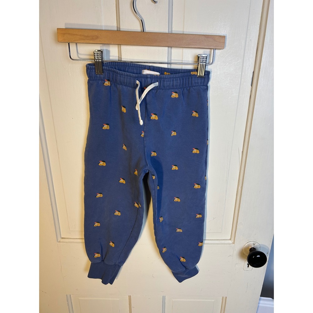 Tiny Cottons Kids Blue Dog Print Pima Cotton Jogger Sweatpants Size 8Y